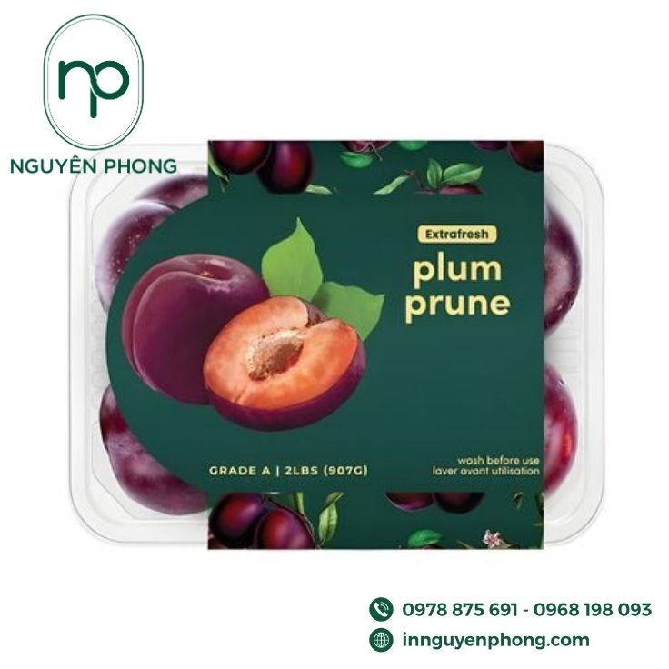 Mẫu tem dán mận sấy in hình sắc nét 